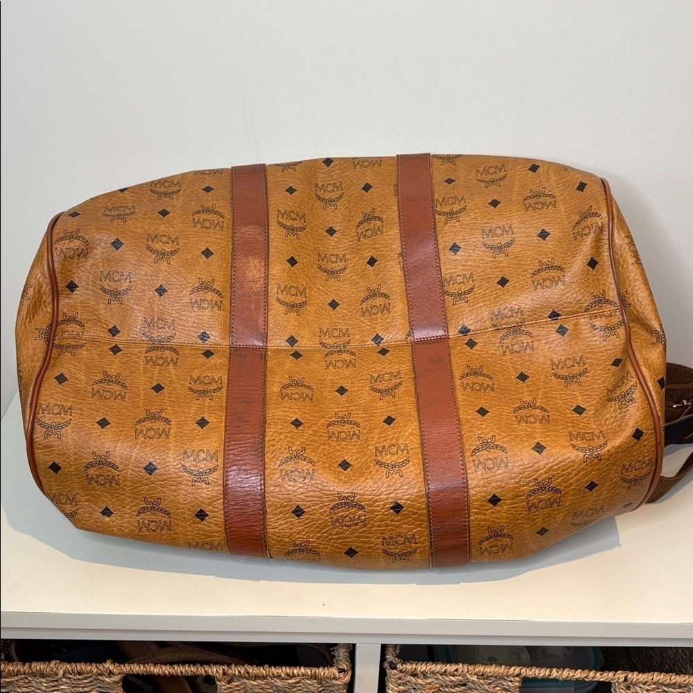 MCM Cognac Visetos Vintage Travel Top Handle Detachable Strap Duffel Bag 21” L - Picture 14 of 17
